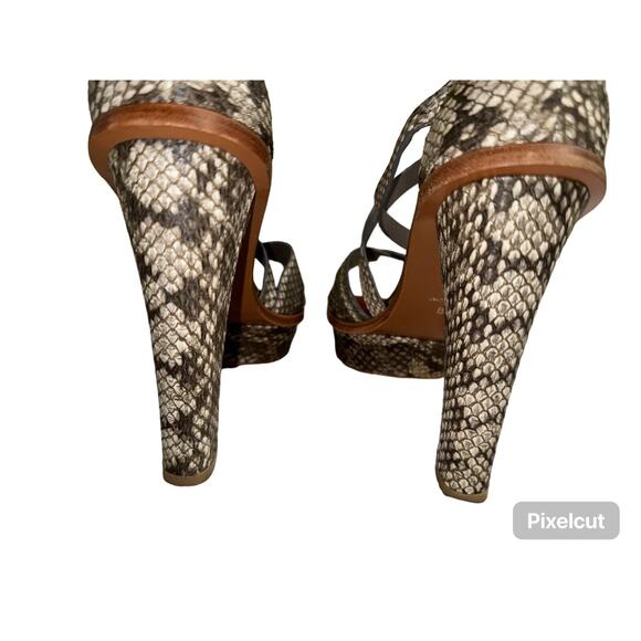 Charles Jourdan Real Snake Skin Platform Sandal Sz 8, Heel 5.25” - Picture 4 of 7